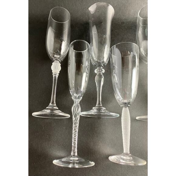 Mix and Match Crystal Champagne Flutes - Set of 8 - Exquisite Vintage Stemware - Picture 5 of 9